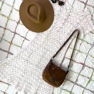 90s Faux Crochet Mesh Short Sleeve Fit & Flare Tee Dress